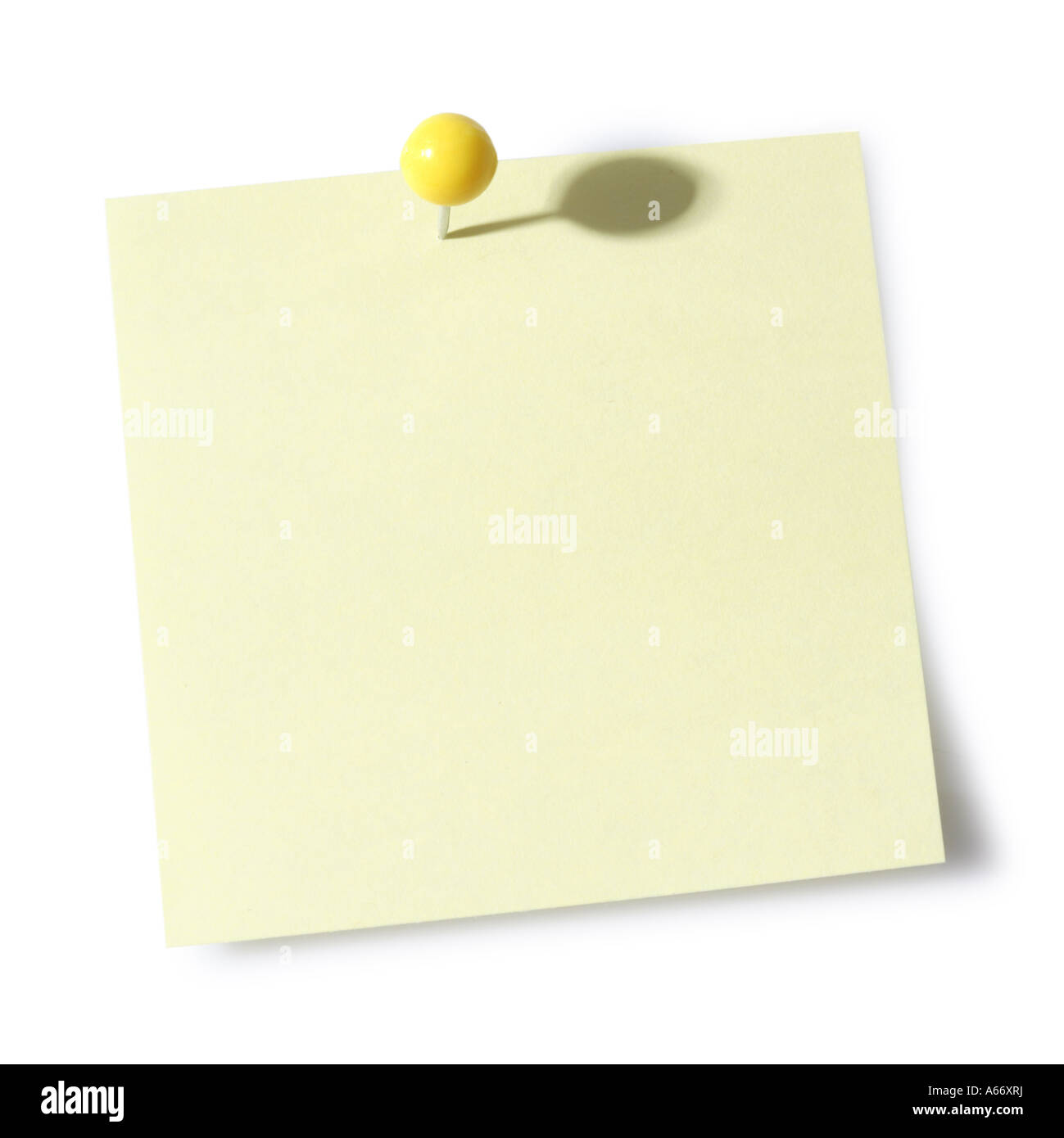 Yellow note cut out on white background Stock Photo
