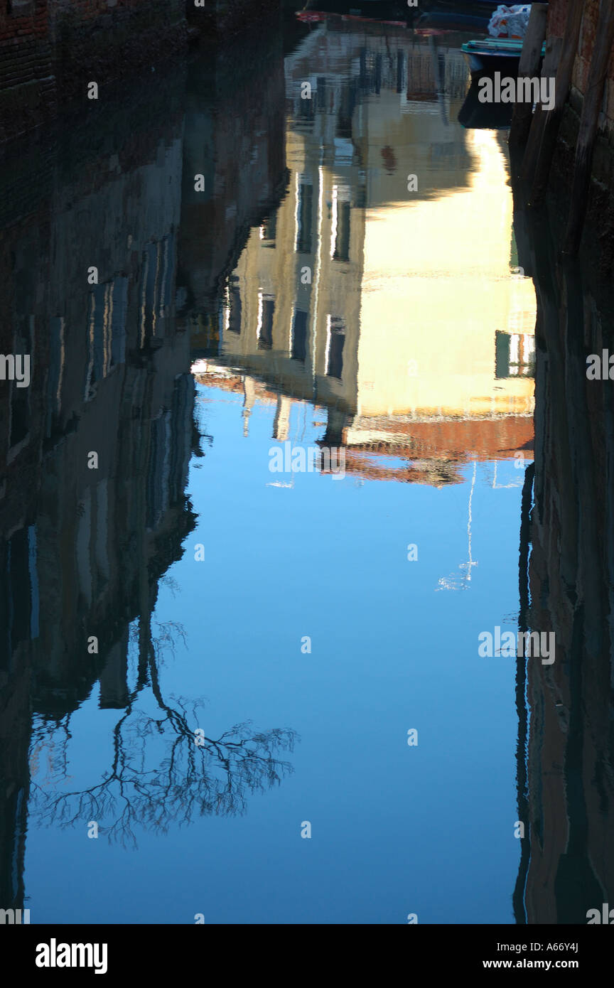Reflection on the water of a Venetian canal Stock Photo - Alamy
