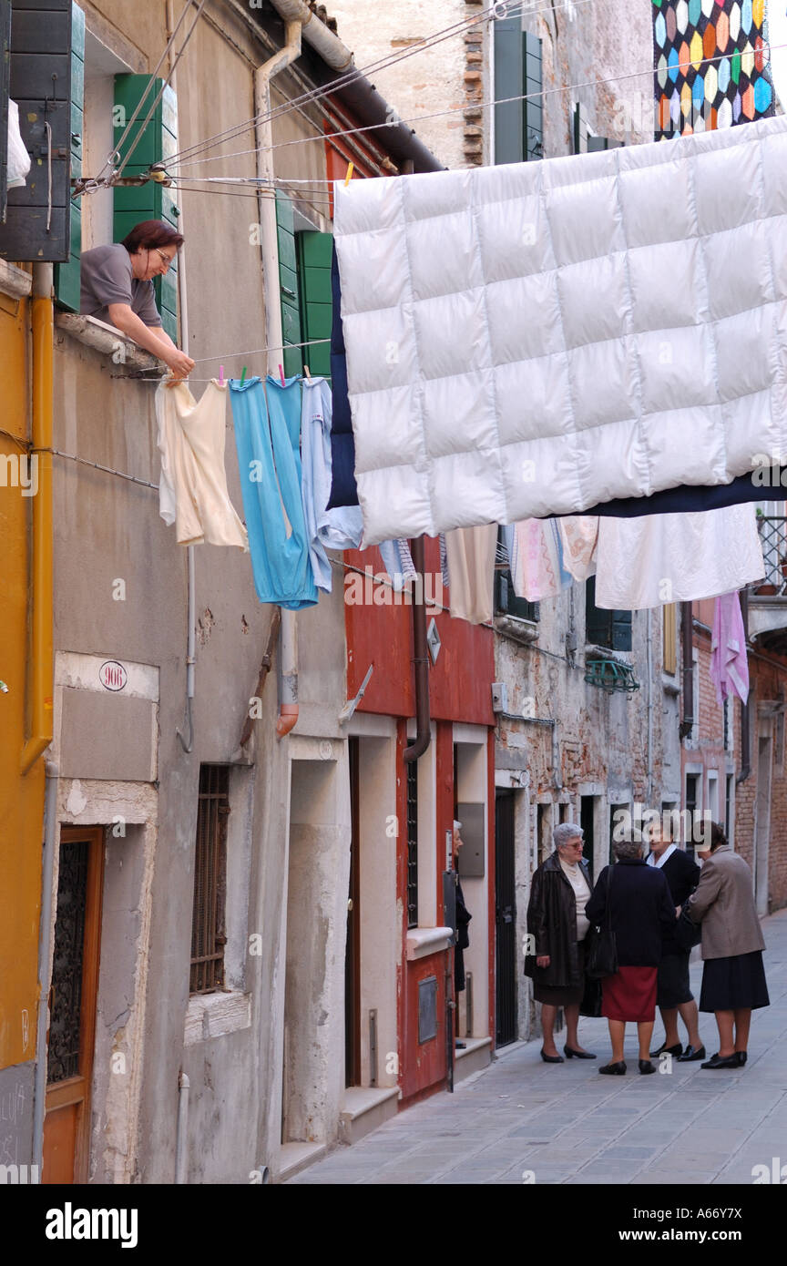 Venetian street in the working-class neighbourhood of Castello Stock Photo
