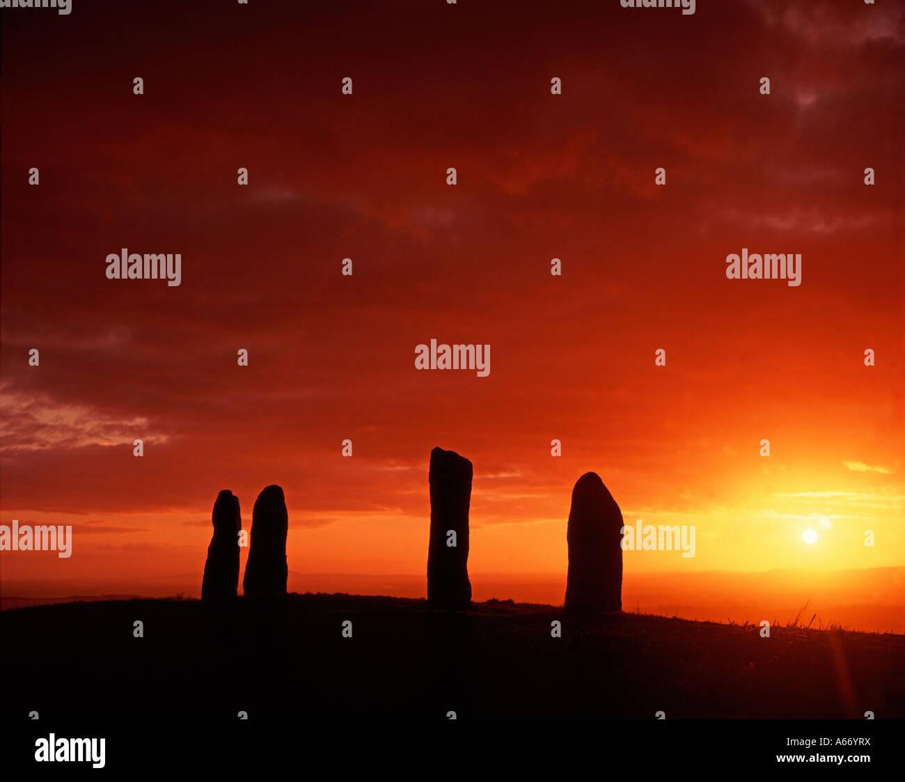 Four Stones Clent Worcestershire England Uk at sunset Stock Photo
