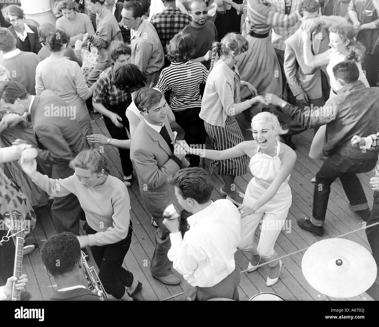 JIVE dancing in 1957 aboard a  ferry across the English Channel Stock Photo
