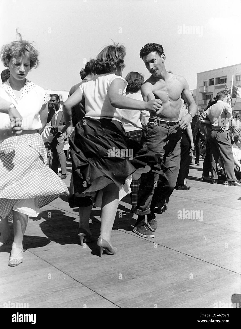 JIVE dancing in 1957 aboard a ferry across the English Channel Stock Photo