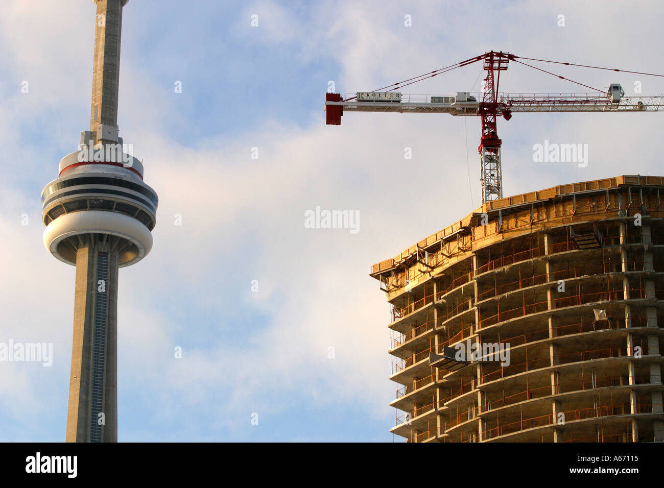 CN tower and a building under construction Toronto Stock Photo Alamy