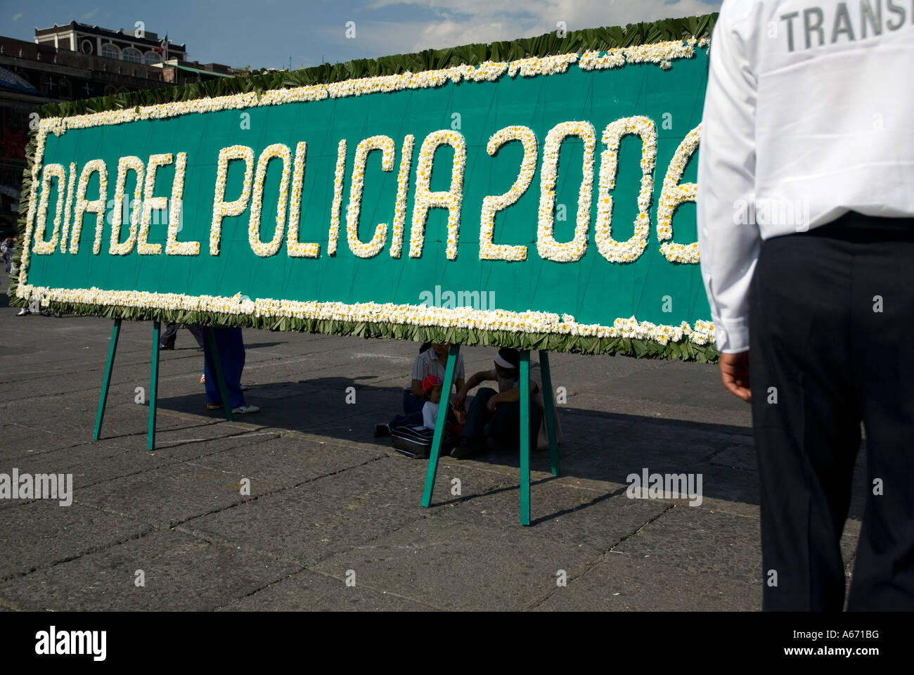 police day in plaza de la constitucion - main mexico city square Stock Photo