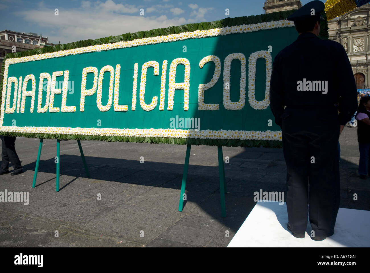police day in plaza de la constitucion - main mexico city square Stock Photo