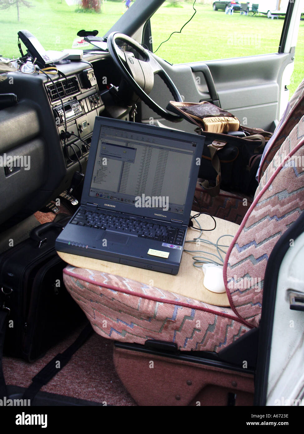 Professional Photographer Mobile Office Showing Front Seats Of Camper Stock Photo Alamy