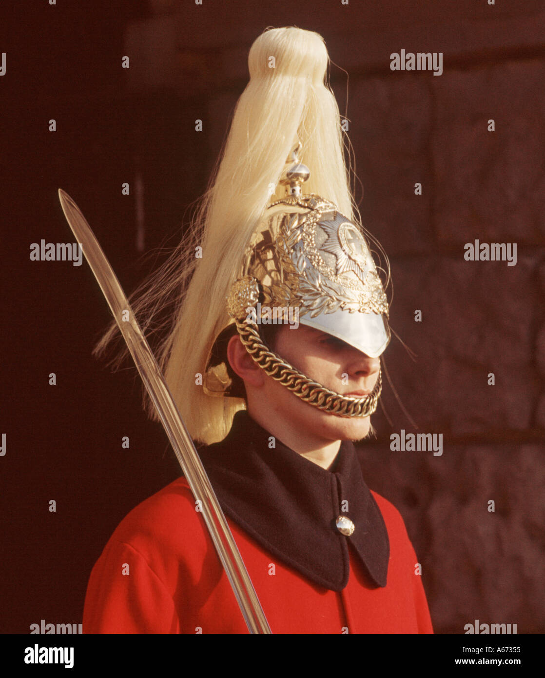 guard at Buckingham Palace London UK Stock Photo