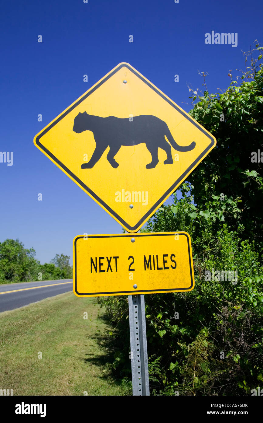 A Panther crossing sign in the everglades national park in southern ...