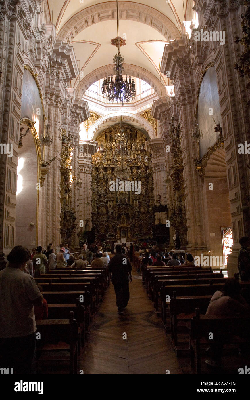 Santa Prisca church inside - Taxco - Mexico Stock Photo - Alamy