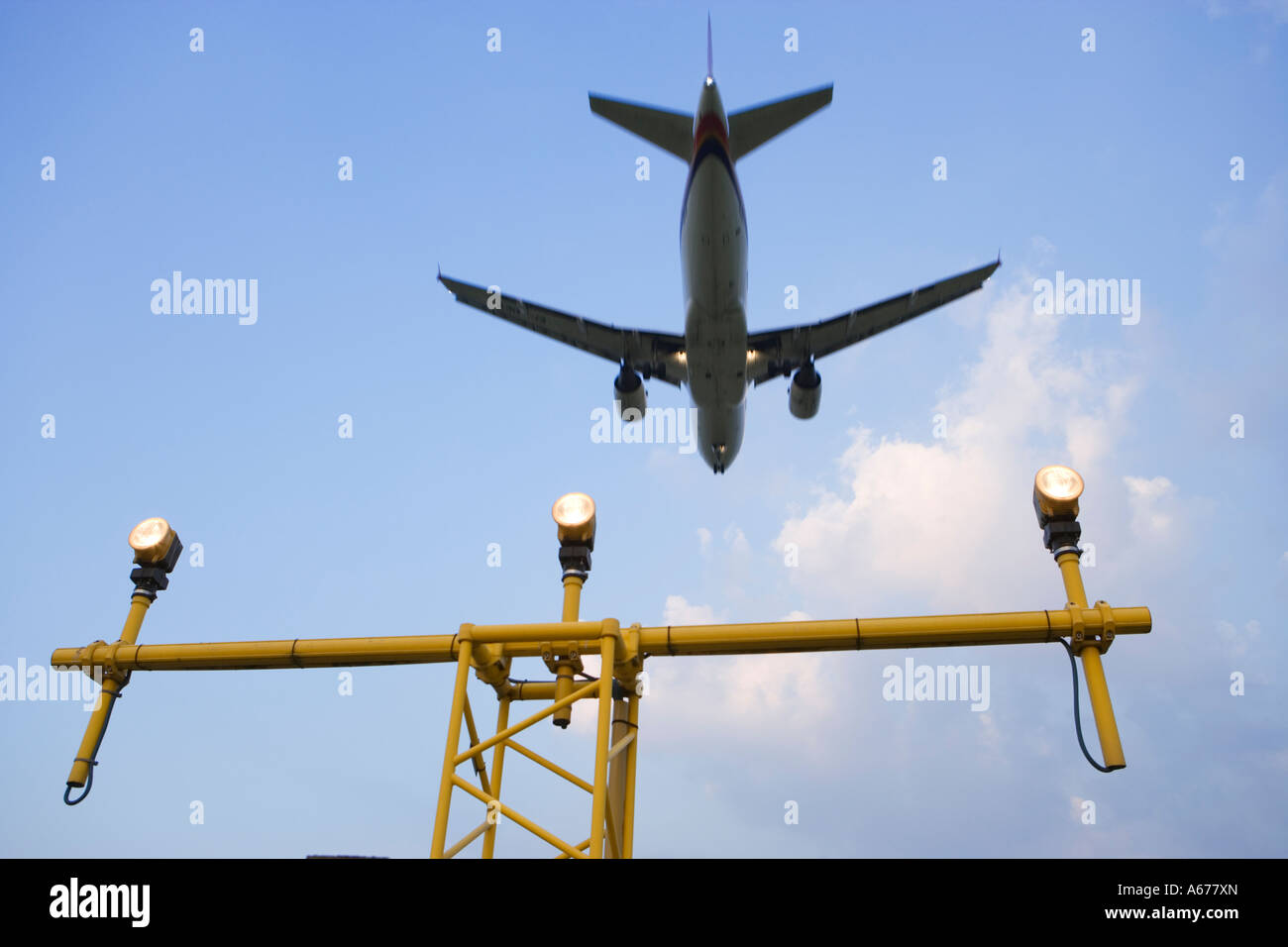 Aeroplane landing. Stock Photo