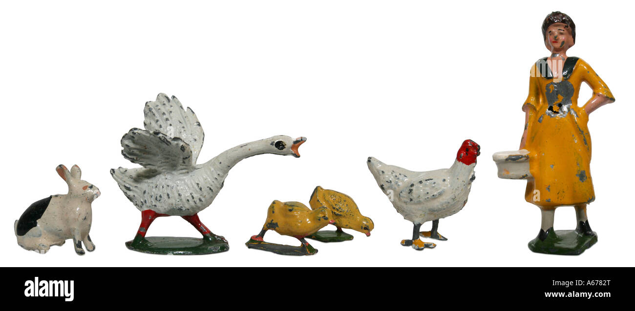 Group of antique cast lead farm toys Stock Photo Alamy