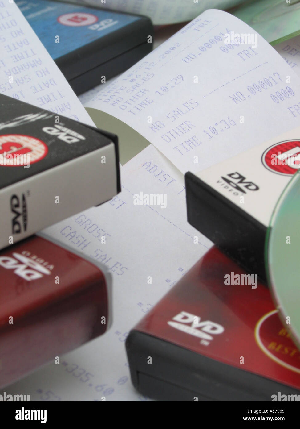 Till Receipt DVD and CD Sales Stock Photo - Alamy