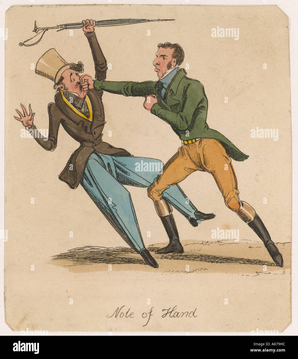 Gentlemen Fighting 1830 Stock Photo