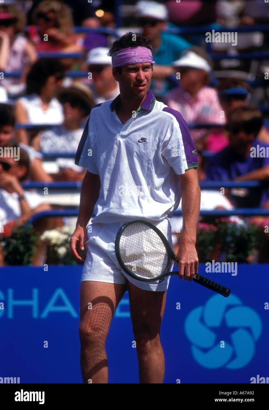 John McEnroe flashes a dirty look during the Volvo International Tennis Tournament New Haven CT USA Stock Photo
