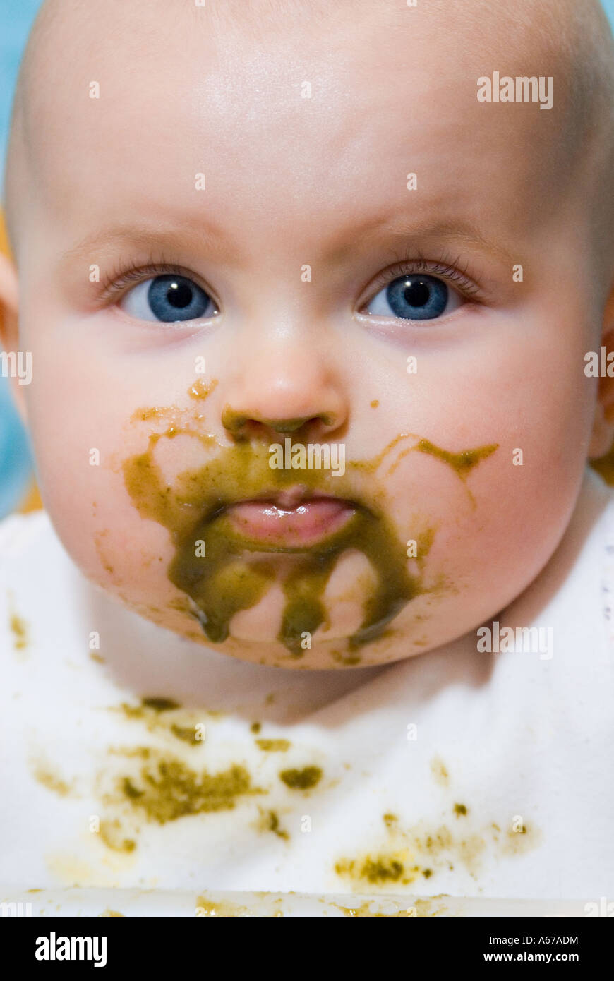 A Baby With Baby Food Smeered Around His Face Stock Photo Alamy A Baby With Baby Food Smeered Around His Face Stock Photo Alamy