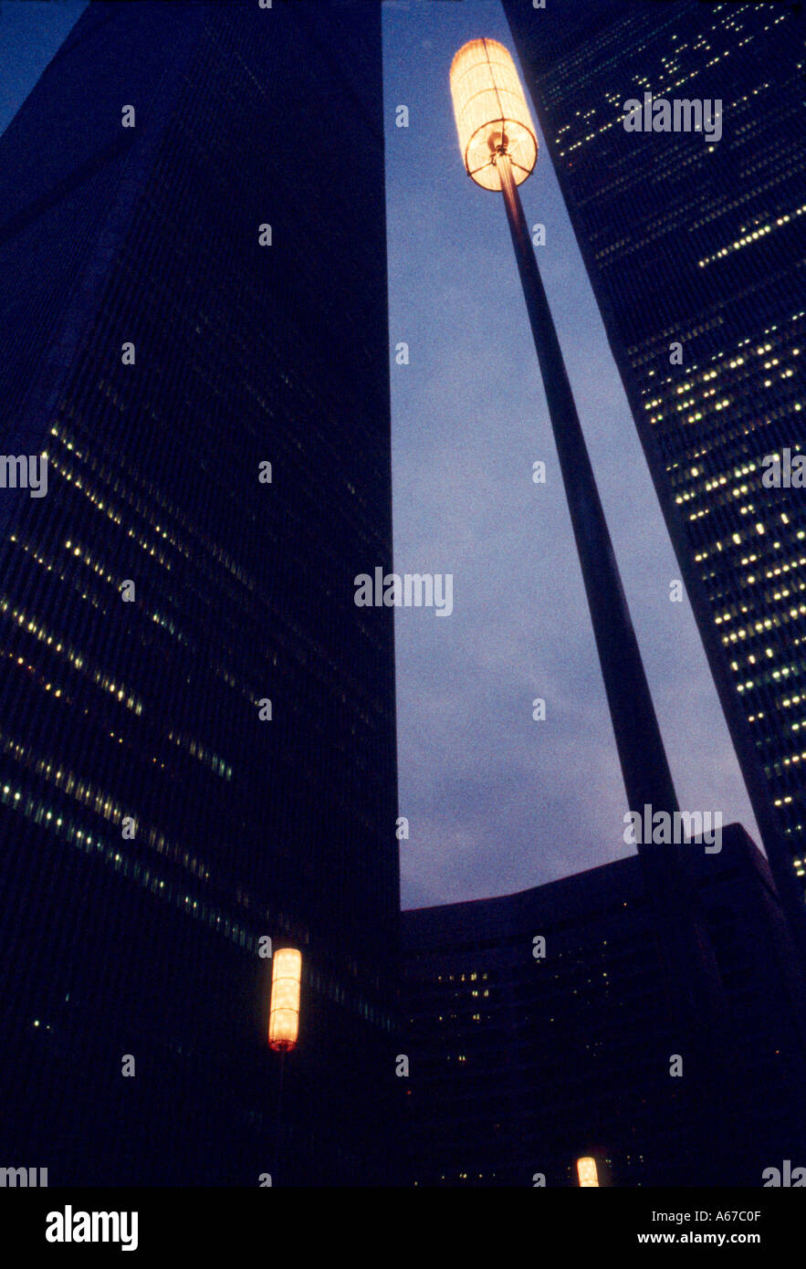 Twin Towers - World Trade Center at Night in New York City Stock Photo