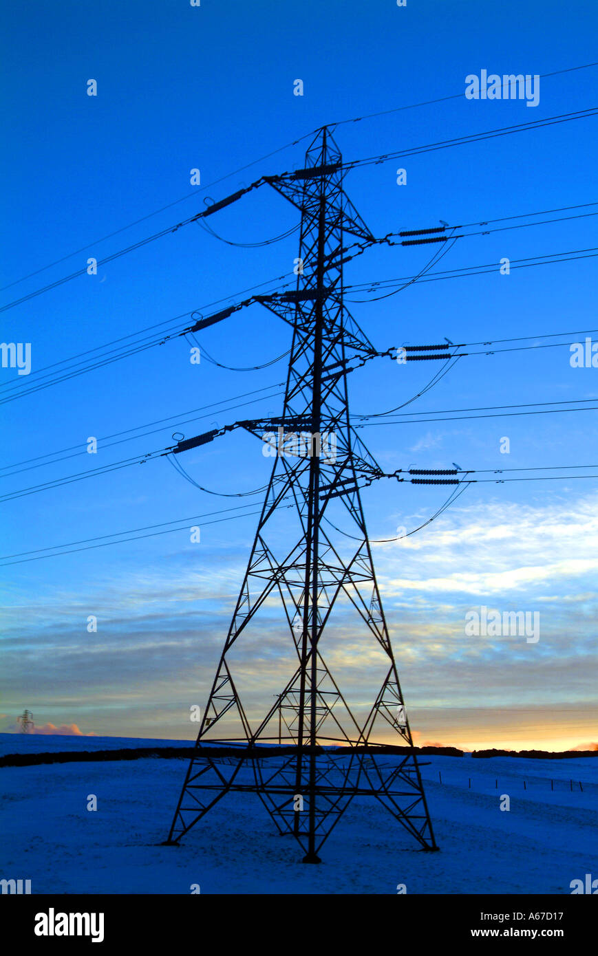 high voltage power lines pylon Stock Photo - Alamy