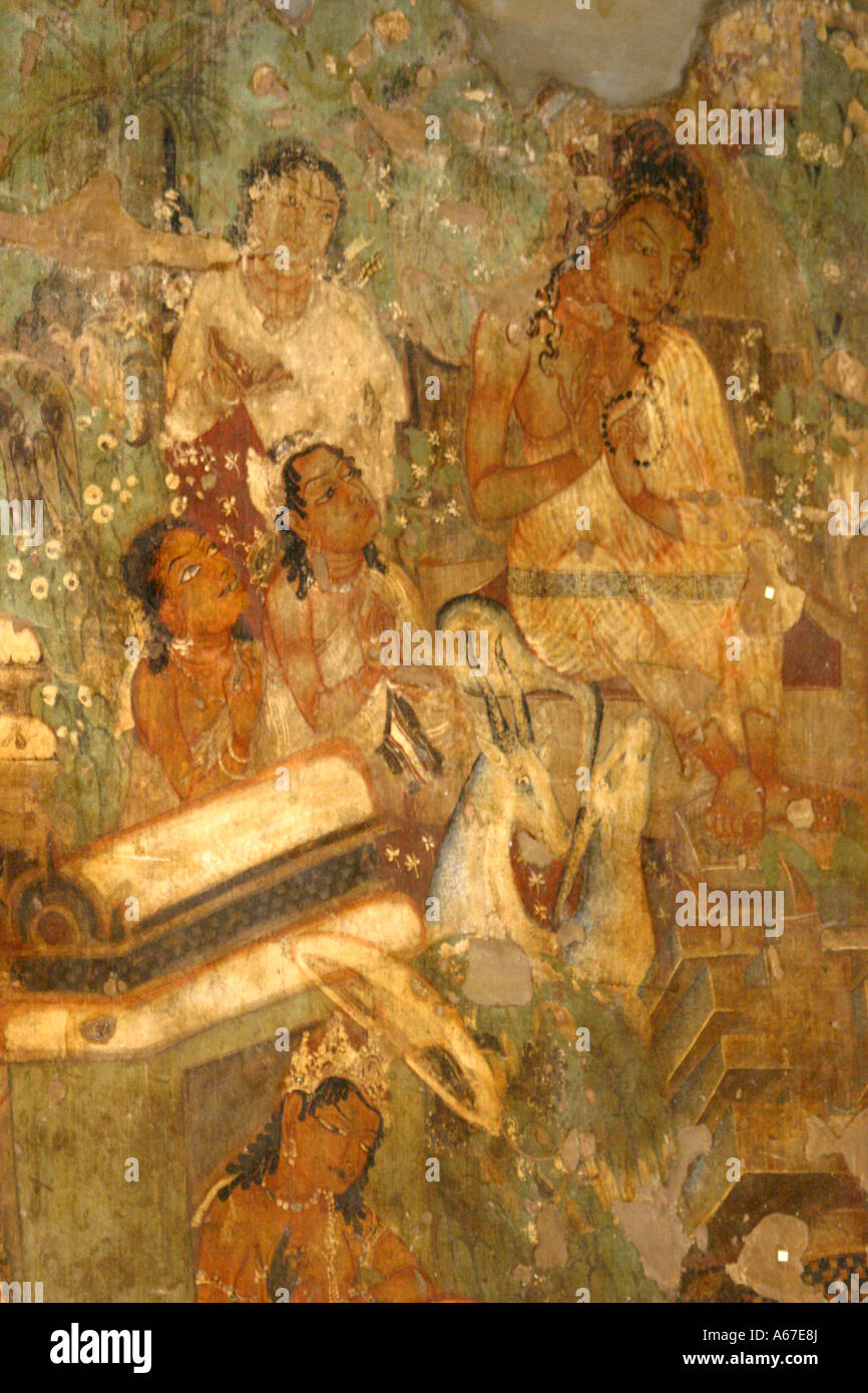 Spectacular Wall Paintings In Cave Number One At Ajanta The Famous Unesco World Heritage Site In Maharashtra In India Stock Photo Alamy