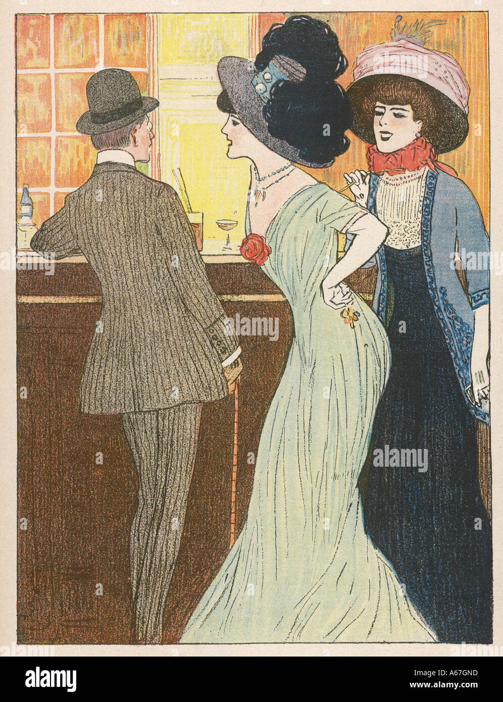 Three At The Bar 1908 Stock Photo