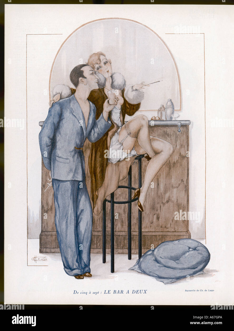 1920s Pair In Bar Stock Photo