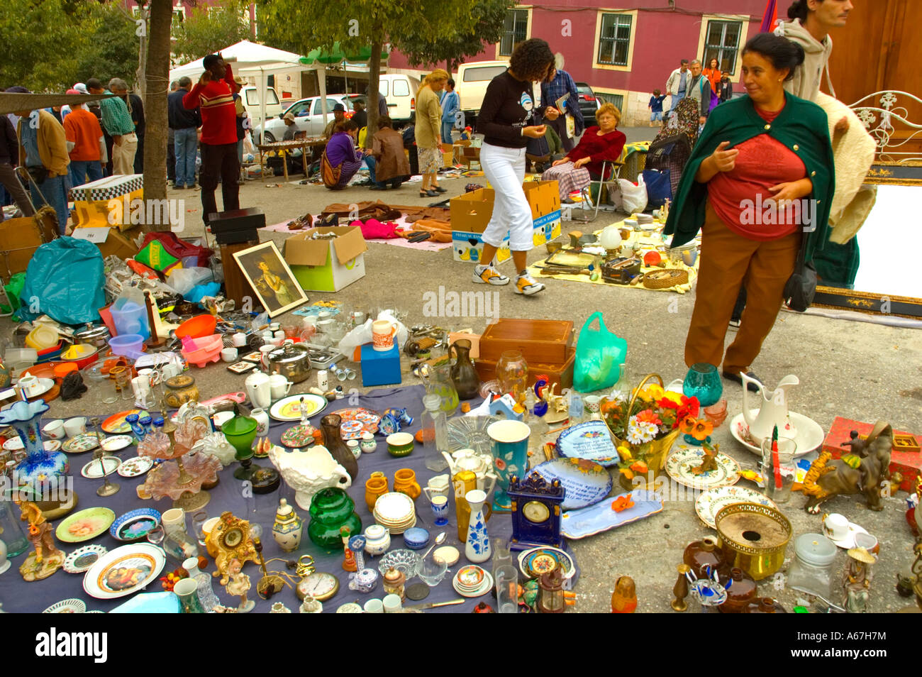 Feira de Ladra Thieves market in Lisbon Portugal Europe Stock Photo