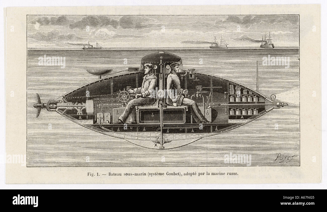 Goubet Submarine 1885 Stock Photo, Royalty Free Image: 6564548 - Alamy