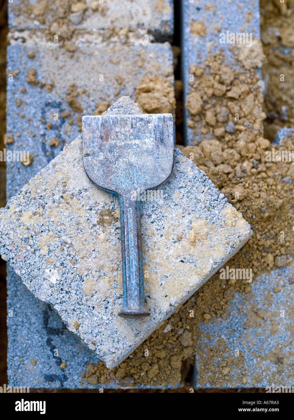 cold chisel & building block Stock Photo
