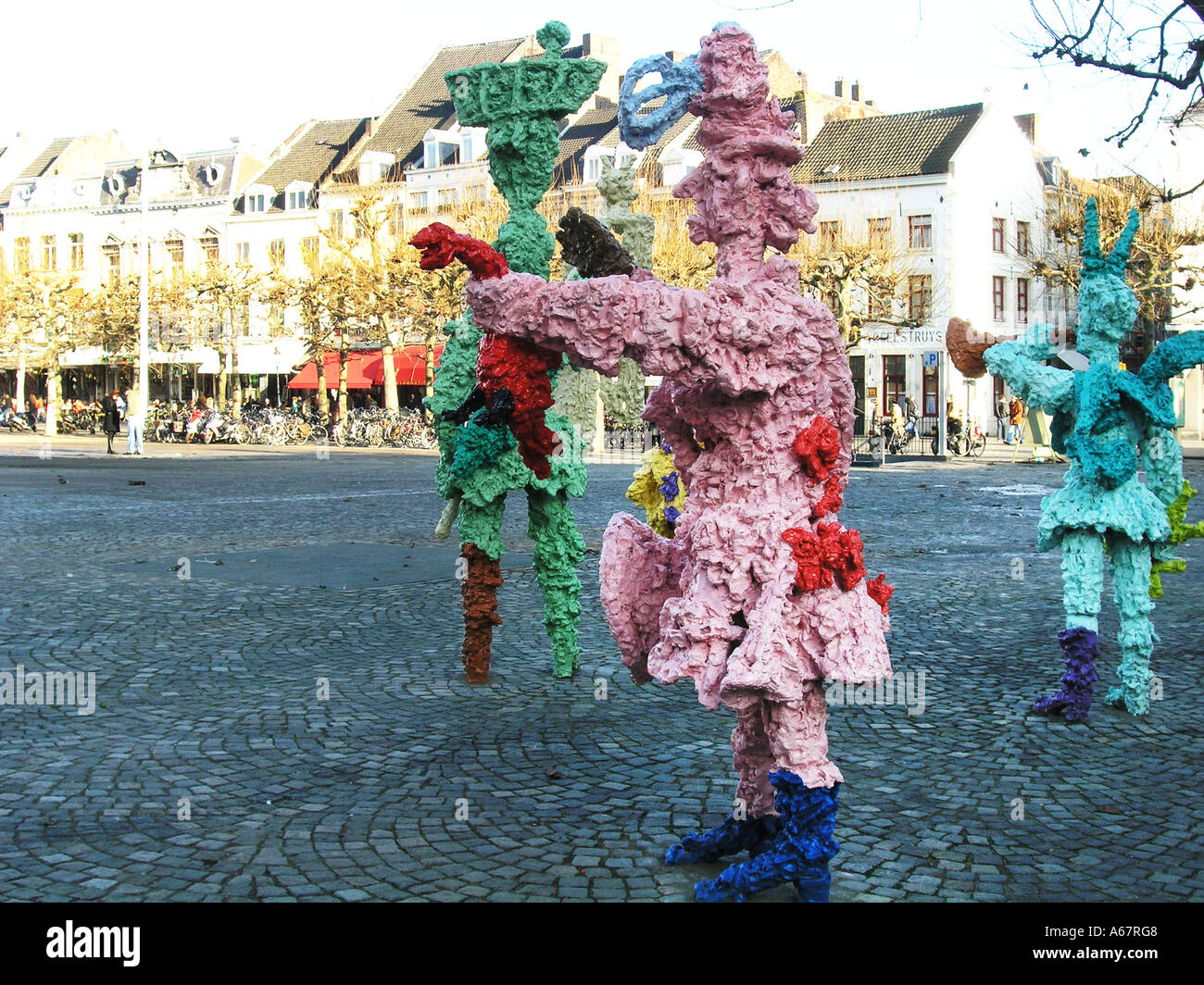 colourful sculptures Vrijthof Maastricht Netherlands Stock Photo