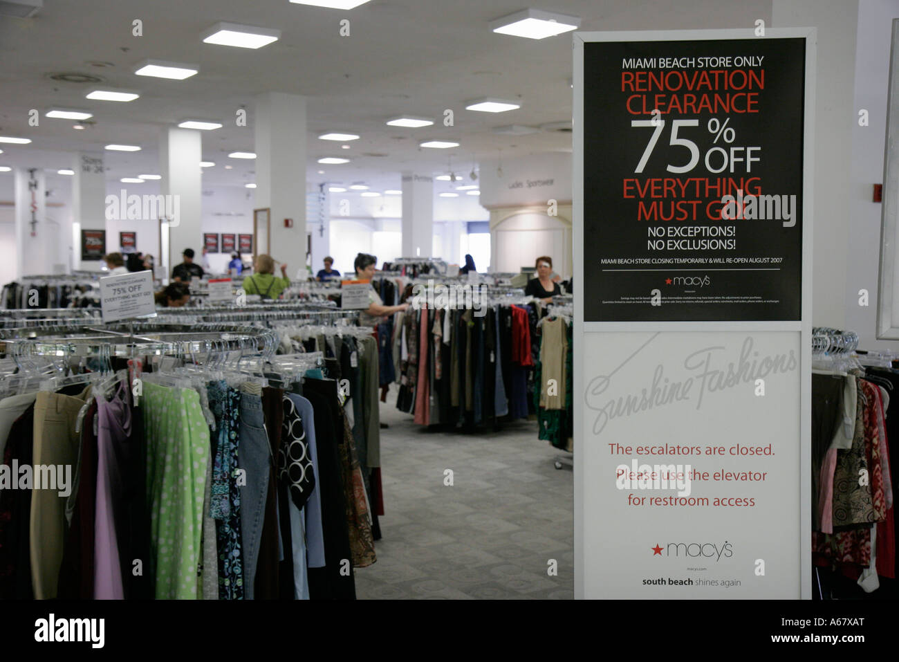 Miami Beach Florida Macy&#39;s Department Store Renovation Clearance Sale Stock Photo: 11489759 - Alamy