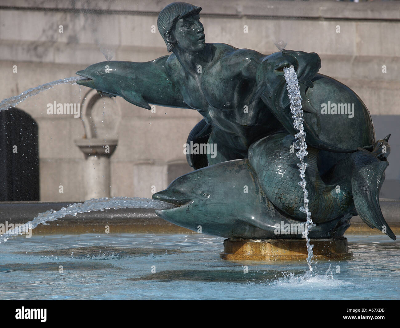 trafalgar square fountain detail fish Stock Photo