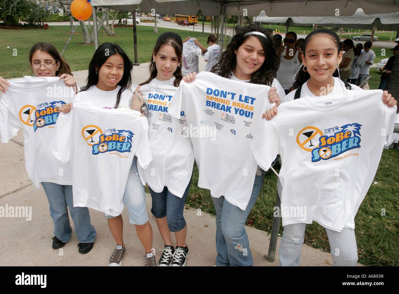 Miami Florida,Bayfront Park,Drug Free Youth In Town DFYIT club,anti-addiction program nonprofit organization,teen teens teenage teenager teenagers,stu Stock Photo