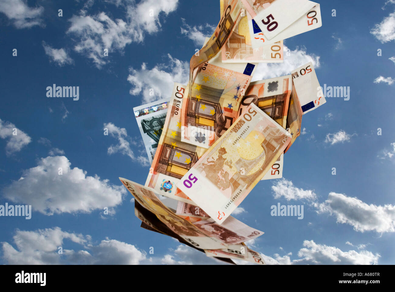 Euronotes falling from the sky Stock Photo