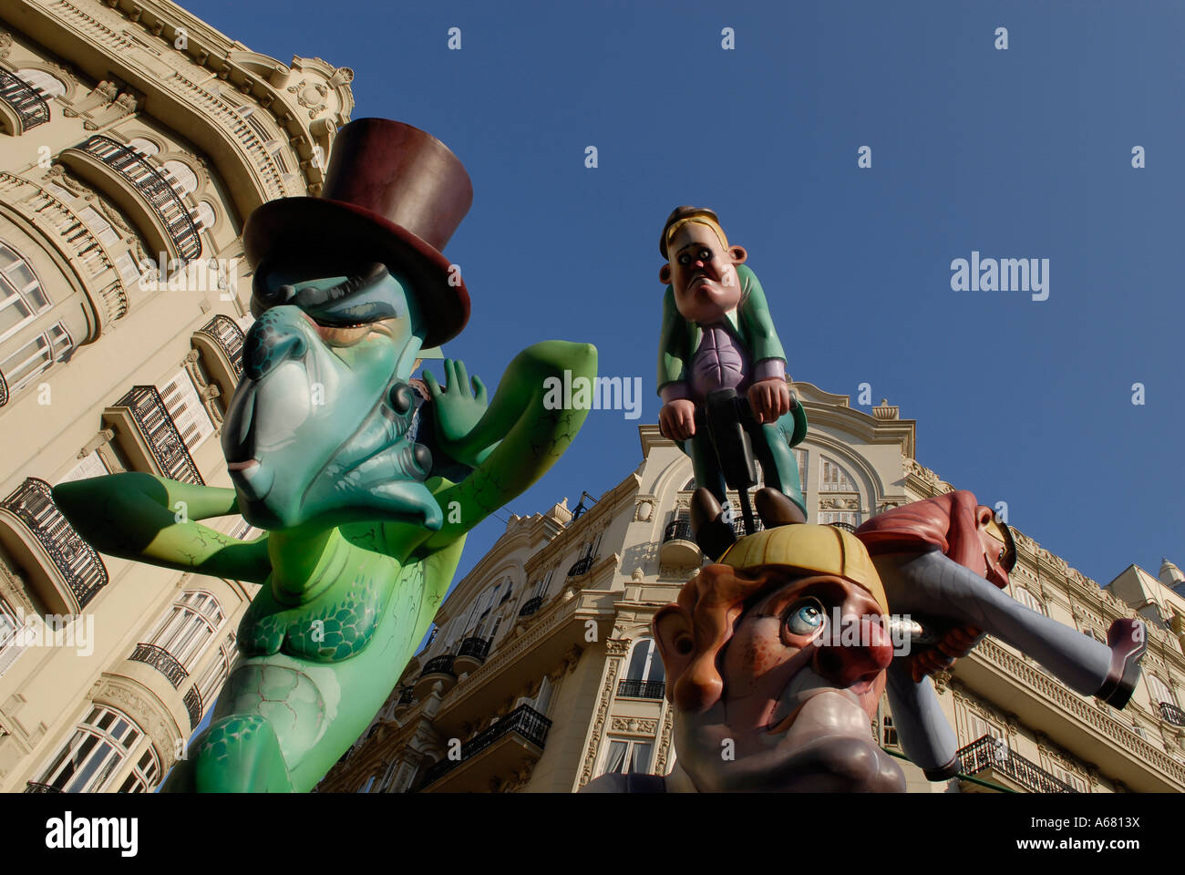 Papermache Ninot puppets on display in the street during the