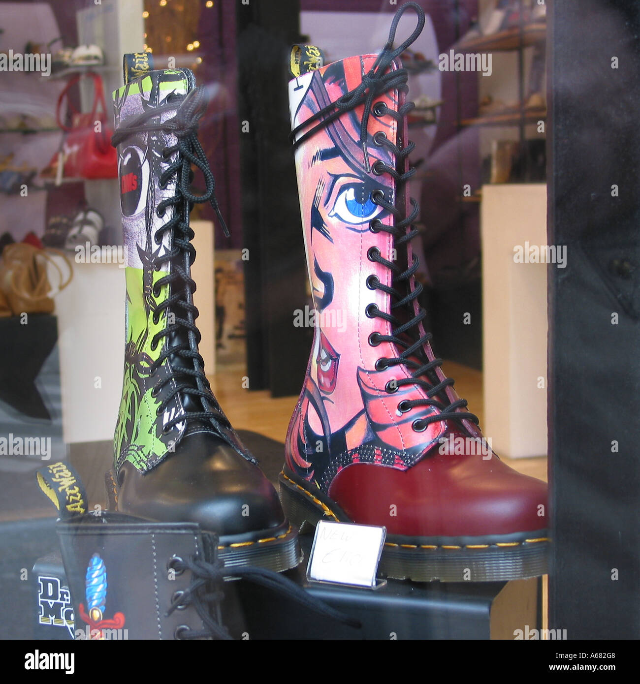 Colourful Dr Martens shoes in Dublin shop window Ireland Stock Photo - Alamy