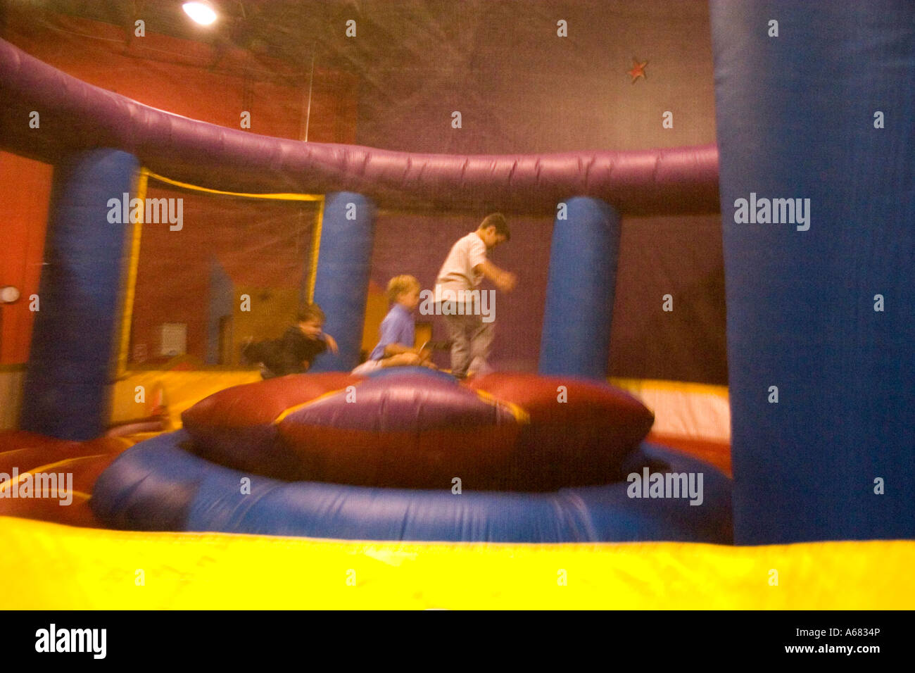 Bouncing ring at Pump It Up - The Inflatable Party Zone - indoor entertainment for children.  Burnsville Minnesota USA Stock Photo