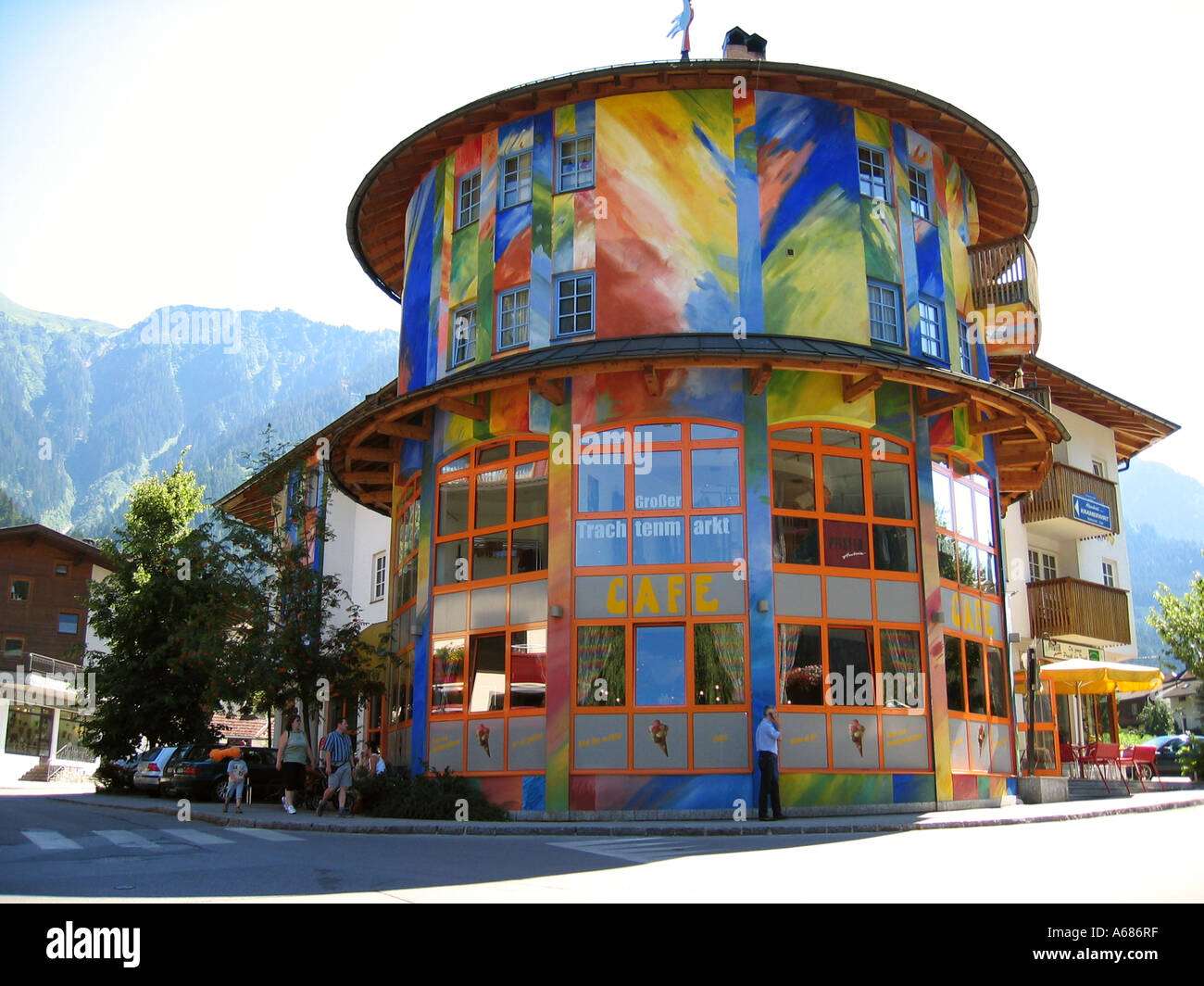 Cafe Rundum hotel restaurant Kramerwirt and Trodlkeller Mayrhofen Zillertal Tyrol Austria Stock Photo