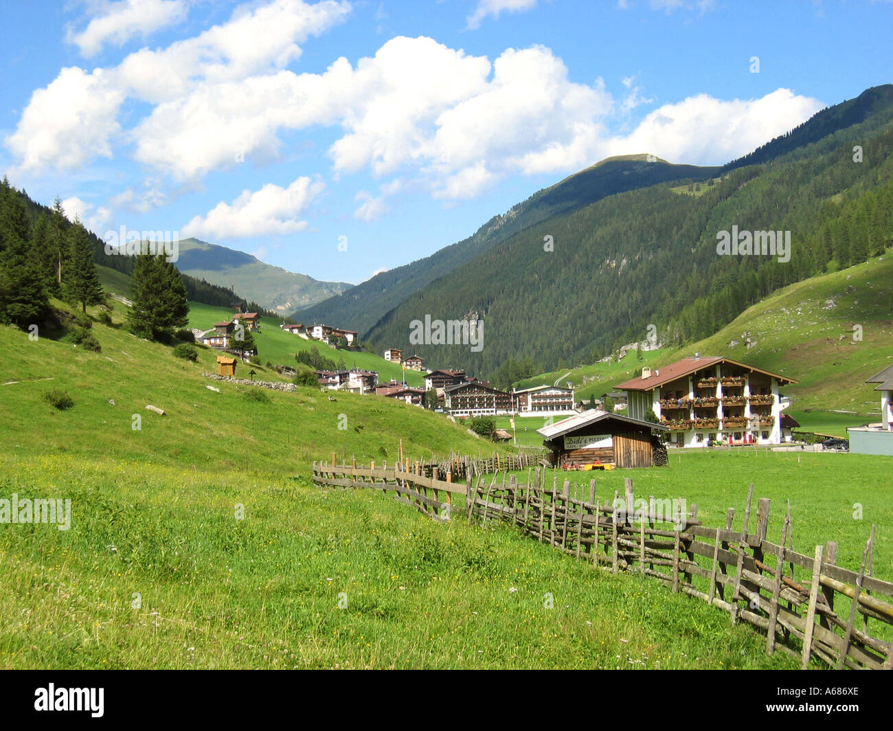 View across mountain range Zillertal Tyrol Austria Stock Photo
