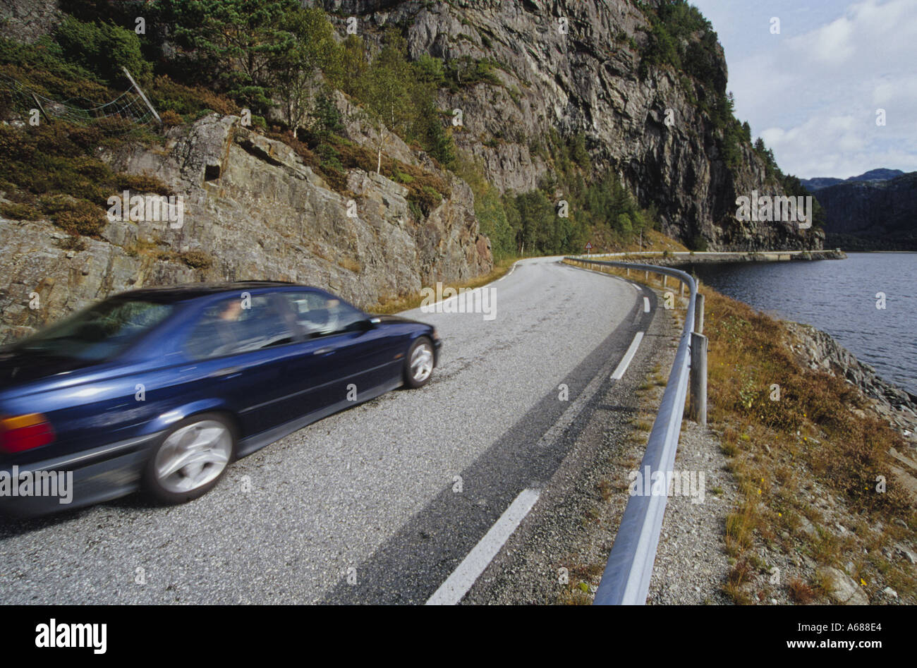 Car on narrow road Stock Photo Alamy