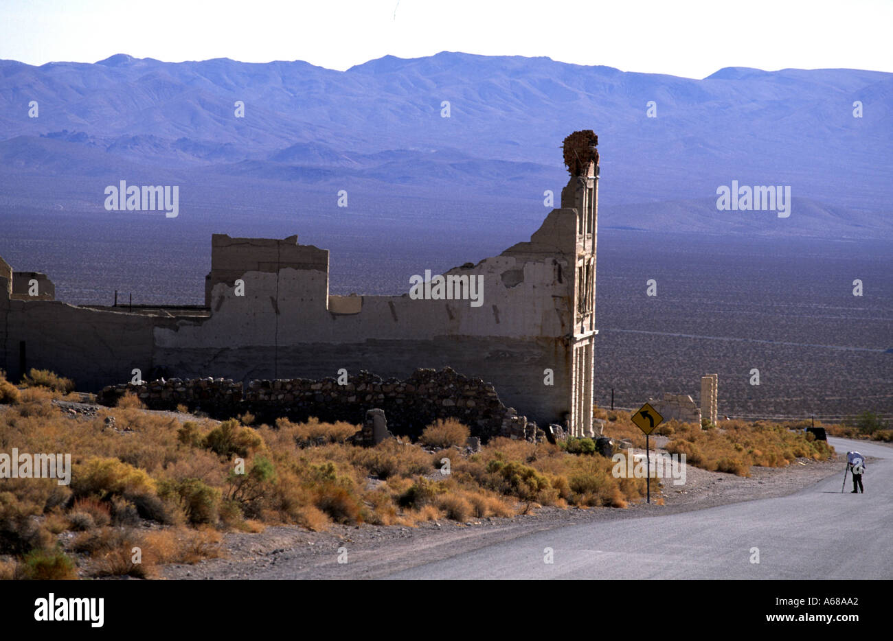 Cook Bank Building at Rhyolite Ghost town Death Valley USA Stock Photo