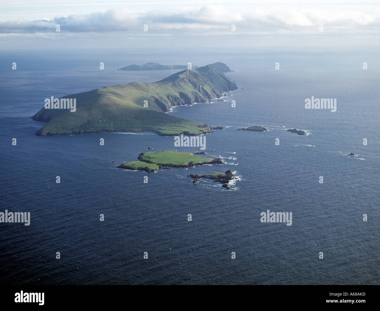 ireland county kerry, aerial view of the blasket islands off the county kerry coast, wild atlantic way Stock Photo