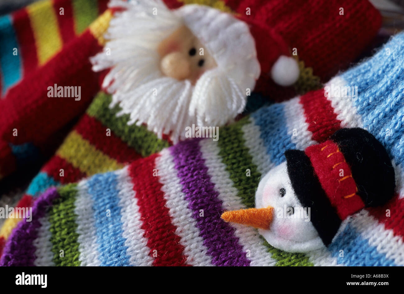 Children s mittens with Christmas motifs Stock Photo