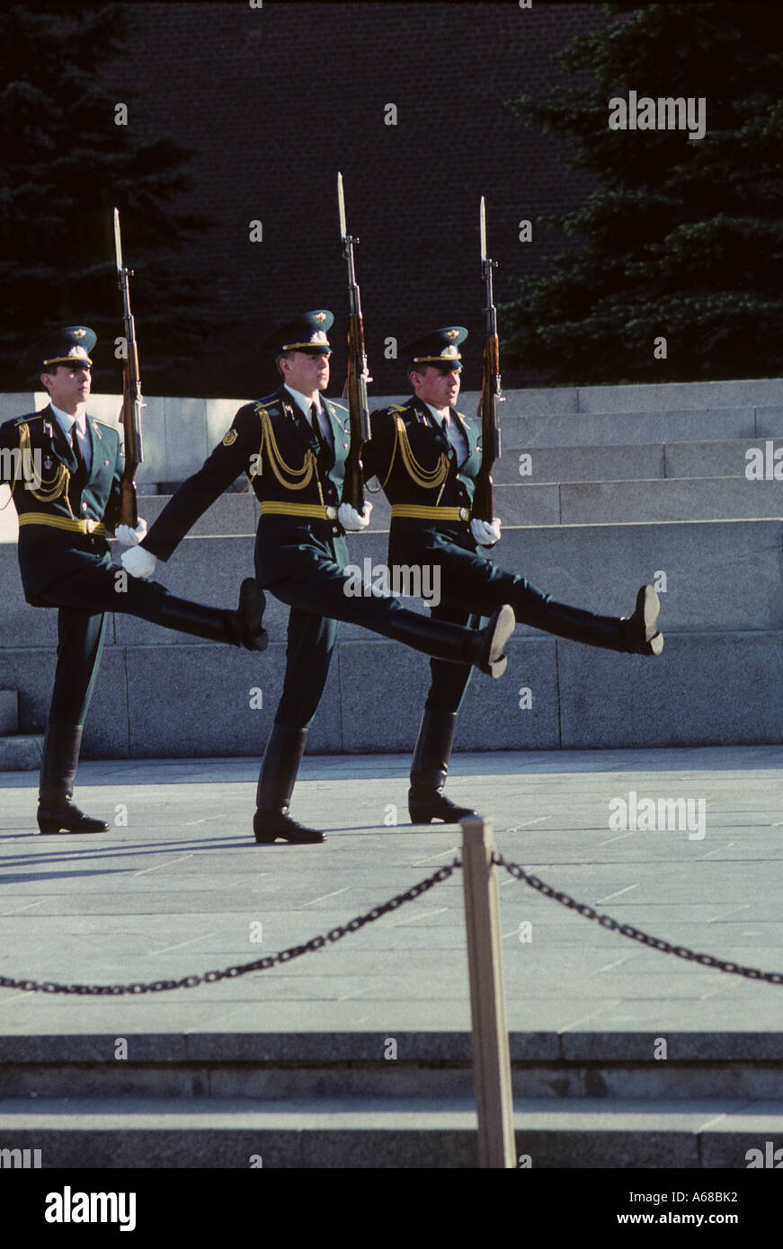 Changing the guard at Lenin's tomb at the Kremlin, Moscow, Russia Stock Photo