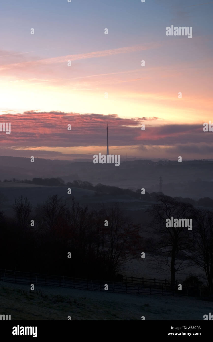 Emley Moor Transmitter from Cockley Hill Huddersfield West Yorkshire Stock Photo