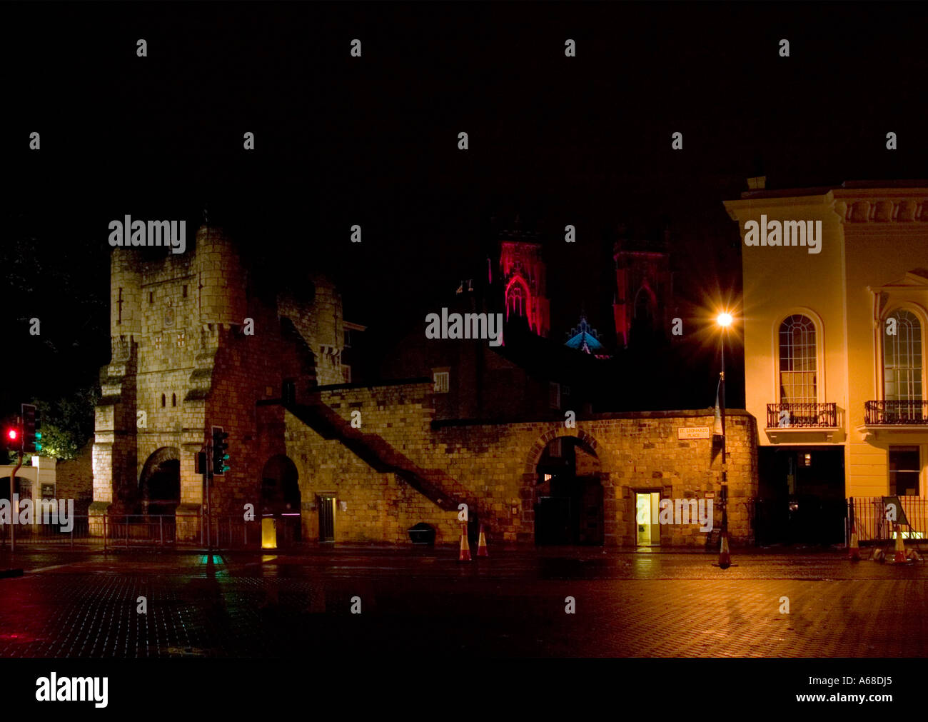 Bootham Bar York at night Stock Photo Alamy