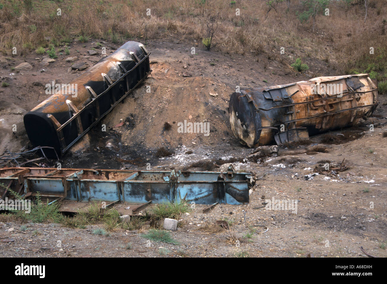 A petroleum tanker exploded after a road accident, Chalinze, Tanzania ...