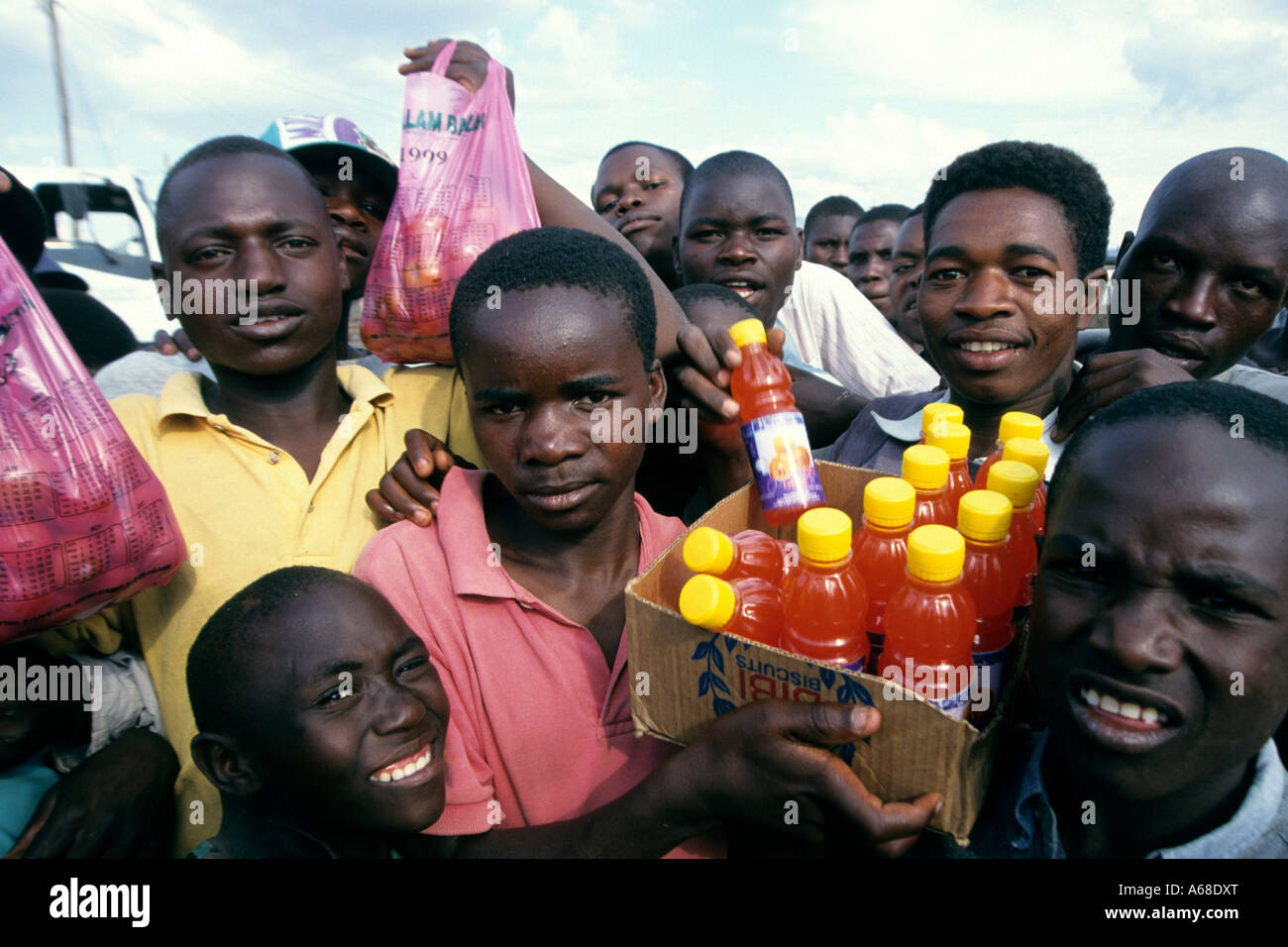 Street hawkers selling refreshments Mbeya Tanzania Stock Photo