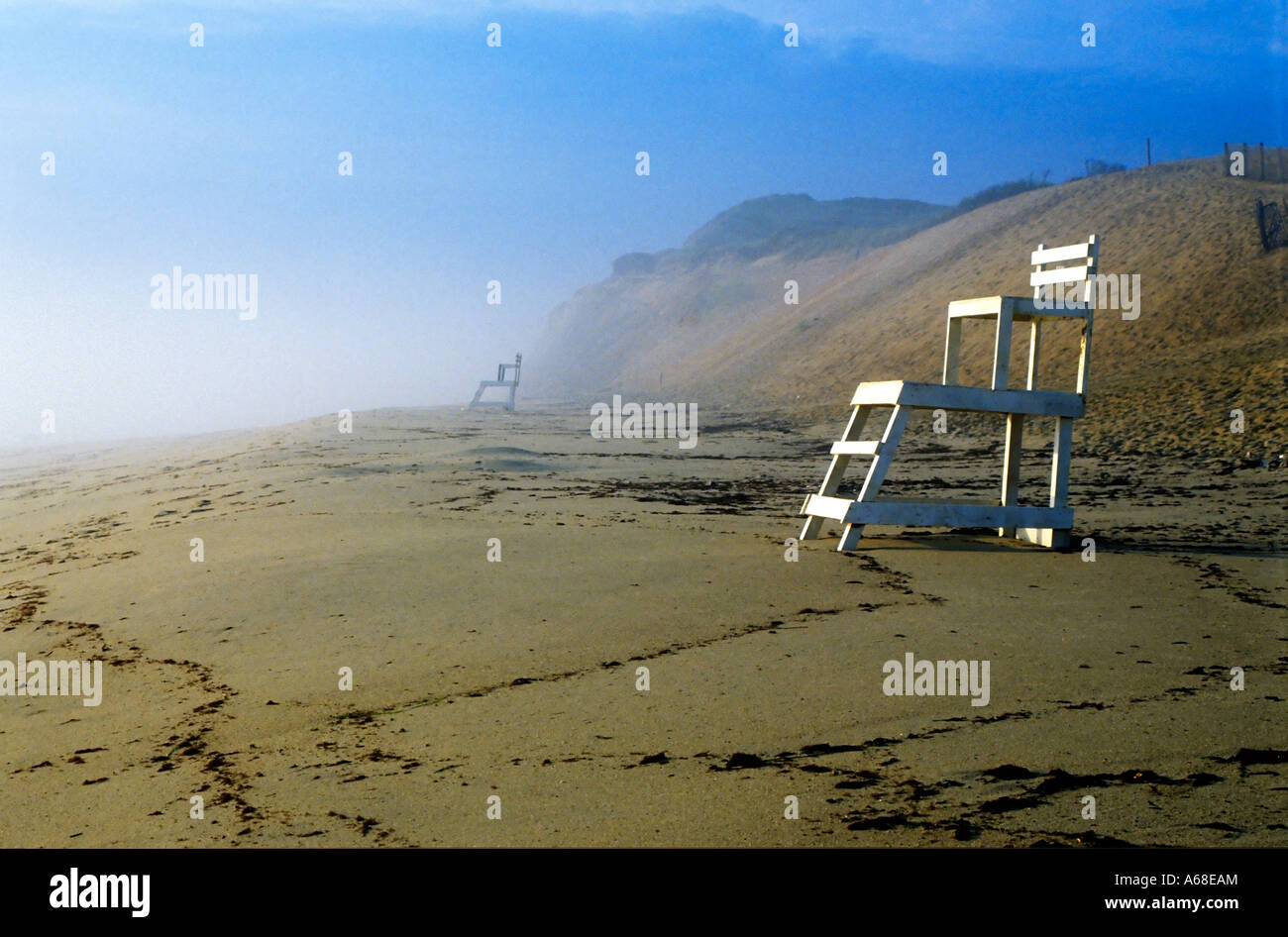 Lifegaurd chair on a deserted beach Nauset Beach Cape Cod National