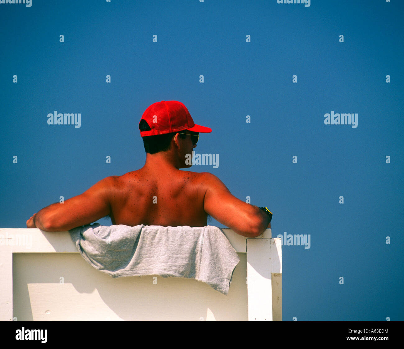 Lifeguard on stand Stock Photo Alamy