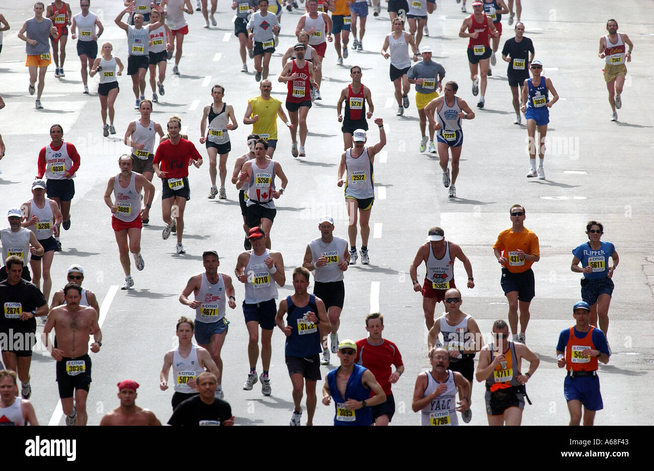Runners near the finish of the Boston Marathon Stock Photo