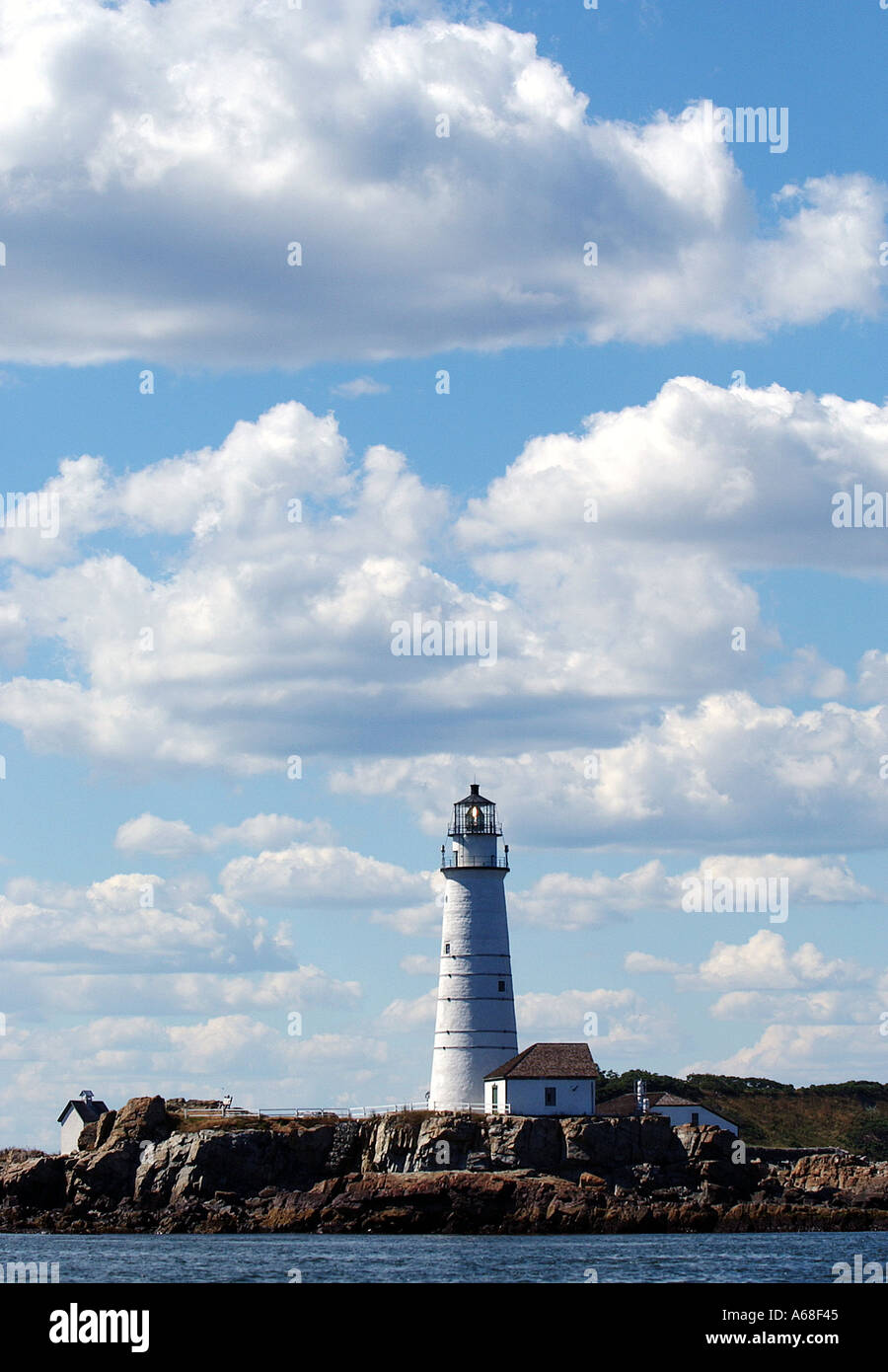 Boston Light on Little Brewster Island at the entrance to Boston harbor ...